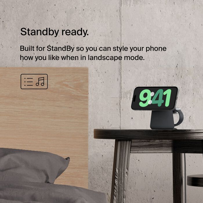 2-in-1 Wireless Charging Dock with MagSafe 15W, Charcoal, hi-res