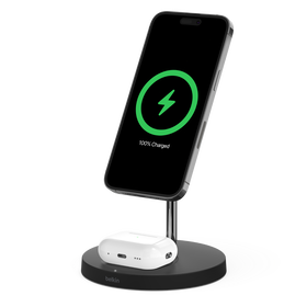 2-in-1 Wireless Charger Stand with Official MagSafe Charging 15W (Certified Refurbished)