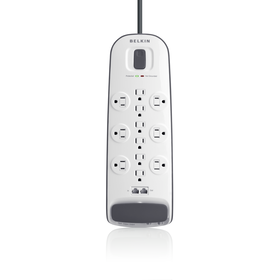 12-outlet Surge Protector with 8 ft Power Cord and Ethernet, Cable/Satellite and Telephone Protection