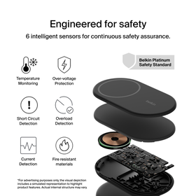 2-in-1 Magnetic Foldable Wireless Charger with Qi2 15W, Black, hi-res