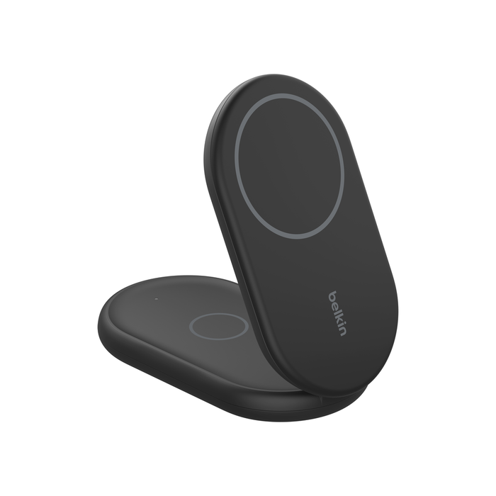 2-in-1 Magnetic Foldable Wireless Charger with Qi2 15W, Black, hi-res