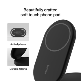 2-in-1 Magnetic Foldable Wireless Charger with Qi2 15W, Black, hi-res