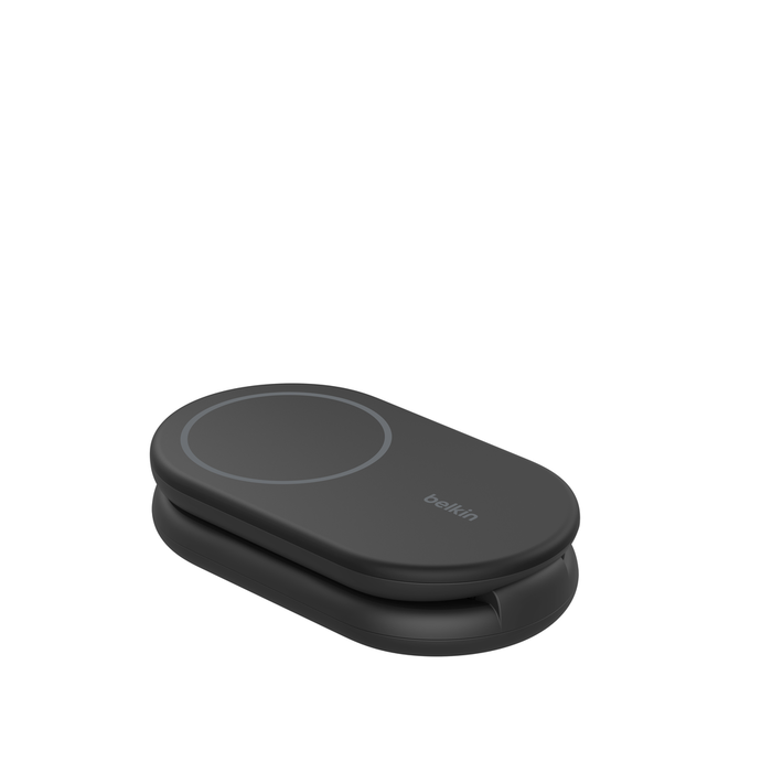 2-in-1 Magnetic Foldable Wireless Charger with Qi2 15W, Black, hi-res