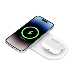 2-in-1 Magnetic Wireless Charging Pad with Qi2 15W, White, hi-res