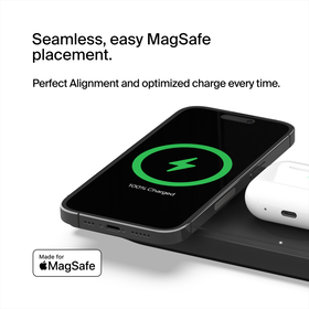 3-in-1 Wireless Charging Pad with Official MagSafe Charging 15W, Black, hi-res